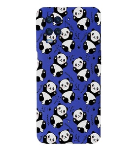 Oppo A54 Uyumlu Lansman Kılıf Panda Tasarımlı İçi Kadife Kapak-Koyu Mavi (Şeffaf)