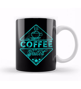 Cute & Funny Coffee Wasted Retro Caffeine Pun Kupa Bardak Porselen