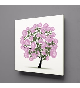 PEMBE YAPRAKLI AĞAÇ KANVAS TABLO 70x70cm (Karışık)