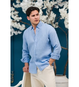 Regular Fit Düğmeli Yaka %100 Linen Ham Keten Yazlık Gömlek