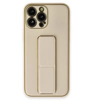 Newface Apple iPhone 13 Pro Kılıf Coco Deri Standlı Kapak - Gold