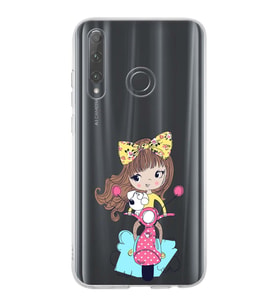 Huawei Honor 20 Lite Uyumlu Kapak Vespagirl Tasarımlı Şeffaf Silikon Kılıf