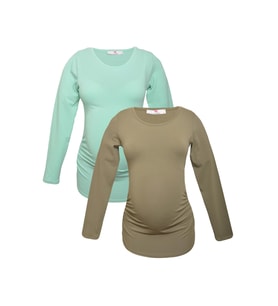 LuvmaBelly MYRA2306_2307 Hamile tshirt seti (Haki-Yeşil)