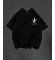 pilelistore- Unisex Bisiklet Yaka Baskılı Oversize T-Shirt - Siyah