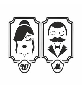 Man Woman Wc Sticker Siyah 20x20 cm