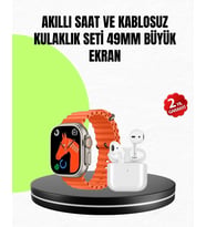 Watch 9 Akıllı Saat Seti 2 Kordonlu Kablosuz Kulaklık Hediyeli
