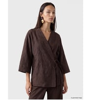 LCW EVERYDAY Kahverengi Kruvaze Yaka Oversize Kadın Kimono
