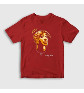 Presmono Unisex Çocuk Kırmızı Angel Tupac Shakur T-Shirt 45560tt (Kırmızı)