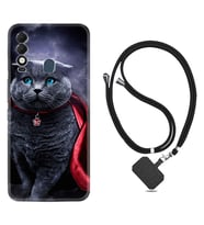 Tecno Spark 8T Kılıf Silikon Boyun Askılı İpli Desenli Silikon Super Cat 1666