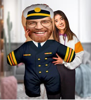 eJOYA Kişiye özel Kaptan Pilot Bey Peluş Oyuncak 100x80 cm 114826 (Mavi)