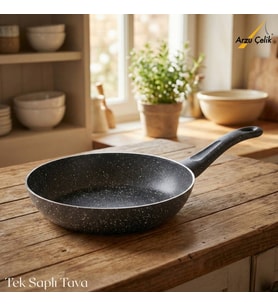 ARZU ÇELİK 28 Cm Granit Tek Saplı Tava - Siyah