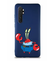 Xiaomi Mi Note 10 Lite Soft Premier Kapak Bay Yengeç Tasarımlı Silikon Kılıf - Lacivert (Şeffaf)