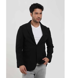 Dufy Siyah Erkek Slim Fit Çizgili Sivri Yaka Ceket - 104443