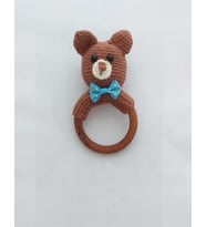 Papyonlu Ayıcık Çıngırak Diş Kaşıyıcı Amigurumi Organik Oyuncak