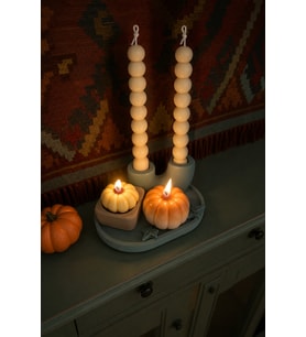 Autumn Bubble Duo Mum - Mumelia Candles Doğal Soya Balkabağı Taştozu Mumluk Tasarım Dekoratif Mum Seti