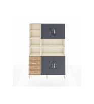 Arges Dolap 9 Raflı 4 Çekmeceli 4 Kapaklı 132x30x195 Aytaşı-Antrasit/Çam