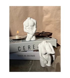 İnsan Figüründe Kadın Erkek Dekoratif Obje/Biblo 10 Cm (Beyaz)