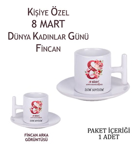 8 Mart Dünya Kadınlar Günü Pembe Lotus Çiçek Kadın Tasarımlı Kişiye Özel Kahve Fincanı T Kulp Kahve Fincanı