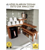 K&G Collection, Ahşap Mutfak Köşe Rafı Tezgah Üstü Düzenleyici Banyo Mutfak Rafı Baharatlık Demonte