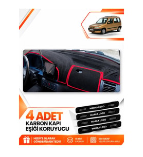 CITROEN BERLİNGO M49 (1996-2001) Uyumlu Ön Torpido Koruma Kılıfı Halısı - Siyah Kırmızı