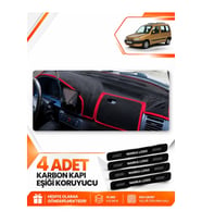 CITROEN BERLİNGO M49 (1996-2001) Uyumlu Ön Torpido Koruma Kılıfı Halısı - Siyah Kırmızı