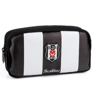 Beşitaş Siyah Beyaz Çubuk Desenli Suni Deri Kalemlik - Kalem Çantası - 25359