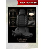 civic fc5 2016 Koltuk ve Kılıf uyumlu Lüks Yastık Minder Siyah 2 Minder 2 Yastık