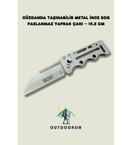 Cüzdanda Taşınabilir Metal İnce SOG Paslanmaz Yaprak Çakı – 14,5 cm (Beyaz Gümüş)