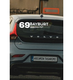 69 Bayburt Demirözü Plaka Kodlu Beyaz Araç Sticker Demirözü İlçe Yazılı Bayburt Özel Tasarım 40x8 cm Şehir ve İlçe Temalı Kaliteli Sticker