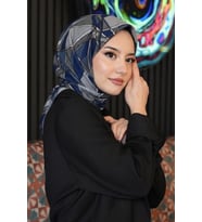 Soyut Yaprak Desen Yeşil Pamuk Eşarp (Standart)