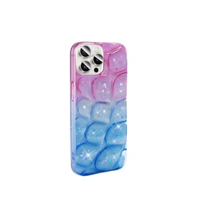 Apple iPhone 15 Pro Max Uyumlu Kılıf Simli 3D Desenli Zore Hacar Kapak (Pembe-Mavi)