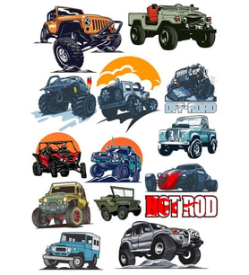 Off Road 4X4 Sticker Set 2 12 Parça Telefon, Tablet, Defter, Laptop Sticker