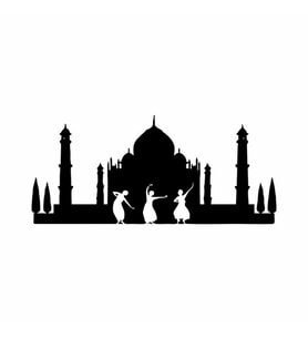 Tac Mahal Duvar Sticker Siyah 22x11 cm