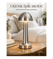 Mey İthalat® Modern Mantar Masa Lambası Dokunmatik 3 Işık Modlu Şarjlı Kablosuz LED Yeni Nesil