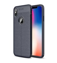 Apple iPhone X Deri Görünümlü Silikon Lacivert