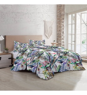 MonoHome Exotic Floral  Luxury Çift Kişilik Pamuk Saten Nevresim Takımı (Çok Renkli)