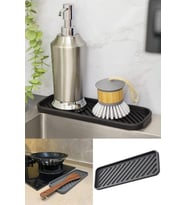 Siyah Silikon Yağdanlık Yağlık Standı Altlık Çok Amaçlı Organizer Sabunluk Altlığı 23x10 Cm