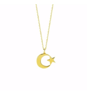Ay Yıldız Altın Kolye Gold