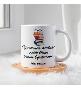 Öğretmenler Günü İçin Kişiye Özel Porselen Kupa Bardak - BY-KP-0000301 (Beyaz)