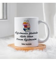 Öğretmenler Günü İçin Kişiye Özel Porselen Kupa Bardak - BY-KP-0000301 (Beyaz)