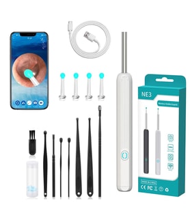Powermaster PM-24064 Şarjlı Endoskop Kameralı Kulak Temizleme Seti Aleti Android İos Uyumlu HD Görüntü Yedek Başlık