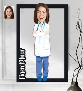 Kişiye Özel 3D  Ahşap Tablo Doktor Kadın 30x40 -6