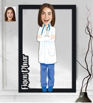 Kişiye Özel 3D  Ahşap Tablo Doktor Kadın 30x40 -6