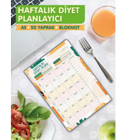 Haftalık Diyet Planlayıcı Bloknot , Market Listesi , Planlayıcı Defter (A5 15X21) 50 Syf.  Planner-T966