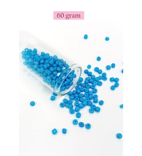Dökme Cam Kum Boncuk Büyük Boy (6/0) 4 mm - 60 Gram - Açık Mavi - BNC142