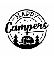 Happy Campers Sticker siyah 25x25 CM (Siyah-Siyah)