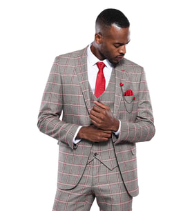 Ekose Desenli Slim Fit Gri Erkek Ceket - Wessi