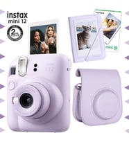Instax mini 12 Lila Fotoğraf Makinesi-10'lu Film-Mini Albüm ve Deri Kılıf Seti