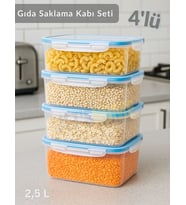 4'lü Vakumlu Saklama Kabı Seti Hava Almaz BPA Free Kilitlenebilir Gıda Erzak Kabı 2.5 L
