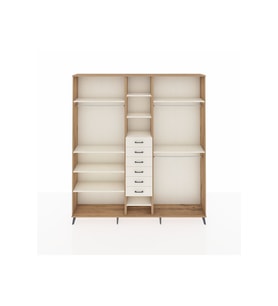 Arges Gardrop 10 Raflı 6 Çekmeceli 3 Askılı 220x30x243 Çam-Aytaşı